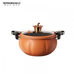 森仕达(SENSHIDA)森诺菲南瓜微压锅7L SSD-159 熟铁材质口径28CM 防溢锅盖